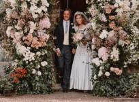 Britain's Princess Beatrice and Edoardo Mapelli Mozzi leave The Royal Chapel of All Saints at Royal Lodge after their wedding, in Windsor, Britain, in this official wedding photograph released by the Royal Communications on July 18, 2020. Benjamin Wheeler