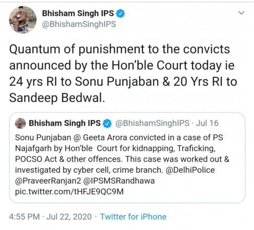 Bhisham Singh, IPS, shared a post on Twitter Tweet