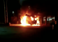 Ambulance set on fire in Belagavi