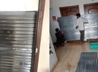 bbmp seal flatsA lady along with her two children and an aged couple were seen locked inside their flat with doors covered with tin barricades.