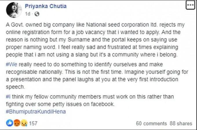 The woman took to Facebook to talk about the incident post