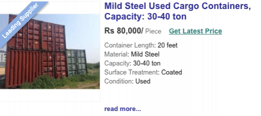 indiamart container price