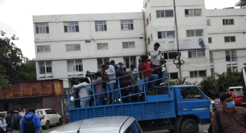Journalists at Old Secretariat for the demolition works