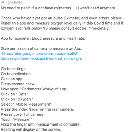 Fake oximeter app
