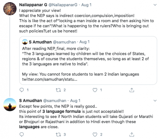 reactions to 3-language policy