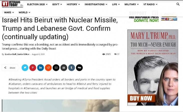 Beirut explosion falsely reported as nuclear blast Beirut explosion falsely reported as nuclear blast