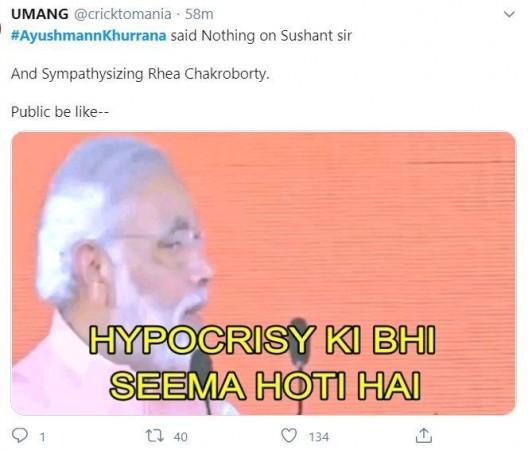 Twitter users target Ayushmann Khurrana for maintaining silence since SSR's death