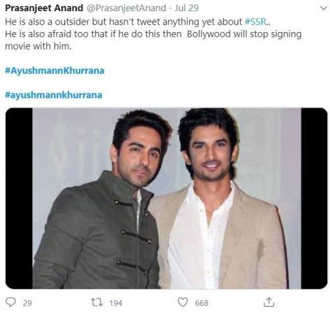 Twitter users target Ayushmann Khurrana for maintaining silence since SSR's death