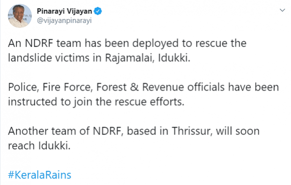Kerala CM Tweet