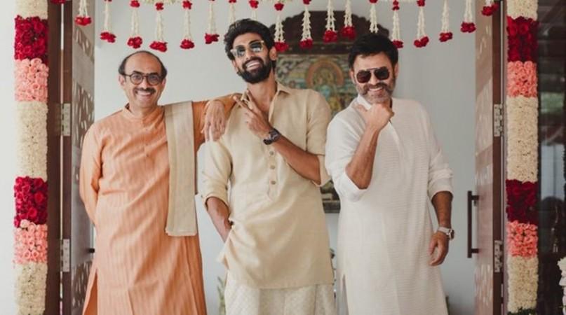 Suresh Babu and Venkatesh at Rana Daggubati's wedding. Rana Daggubati Wedding Photo