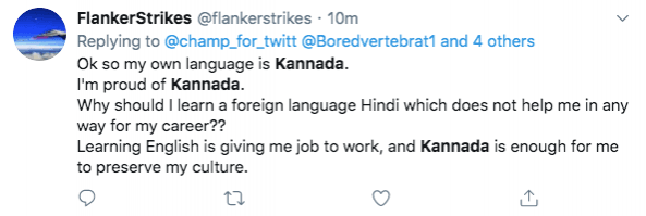 Hindi imposition tweet