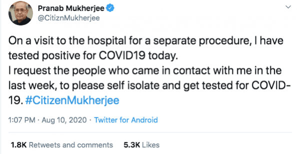 Pranab Mukherjee tweet