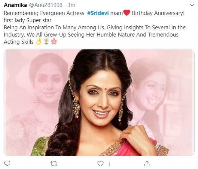 Fans heartfelt post on Sridevi's birthday