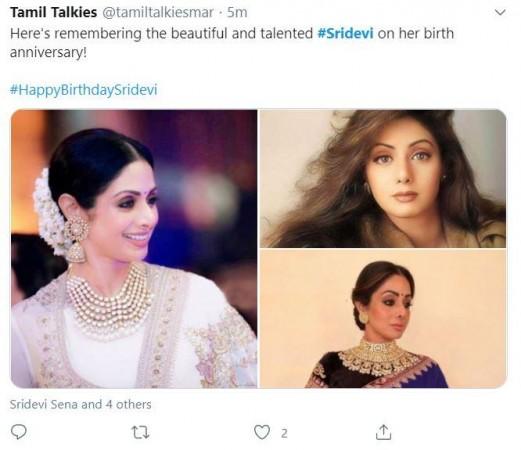 Fans heartfelt post on Sridevi's birthday