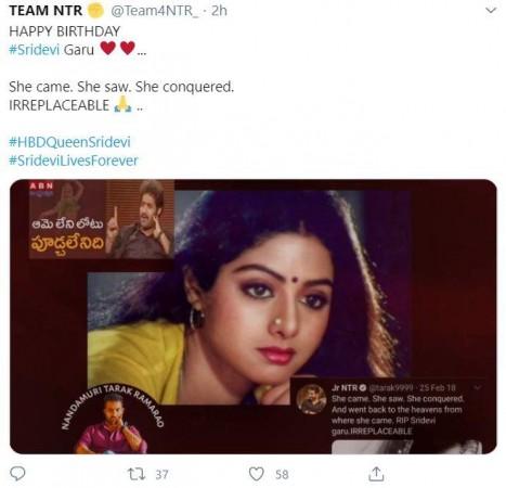 Fans heartfelt post on Sridevi's birthday