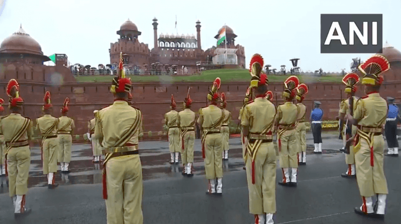 Full Dress rehearsal for the 74th Independence Day celebrations at Red Fort on Thursday. (Photo: ANI) Dress rehearsal for Independence Day 2020