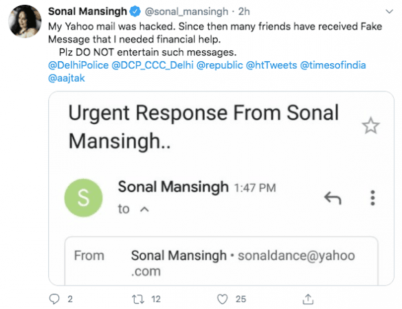 Sonal Mansingh tweet