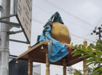 SDPI flag on Adi Shankaracharya statue in Sringeri