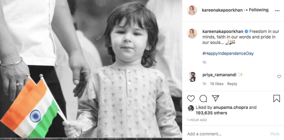 Kareena Kapoor Khan's post on independence day 2020. Kareena Kapoor Khan Instagram post