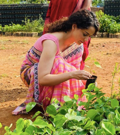 Kangana Ranaut plants saplings on independence day 2020. Kangana Ranaut Instagram post on Independence day 2020