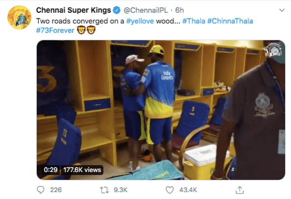 CSK tweets on Dhoni and Raina. CSK tweet on Dhoni and Raina