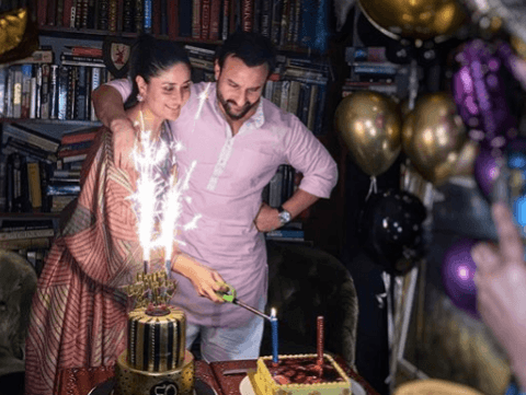 Kareena Kapoor Khan and Saif Ali Khan. Saif Ali Khan's birthday celebration