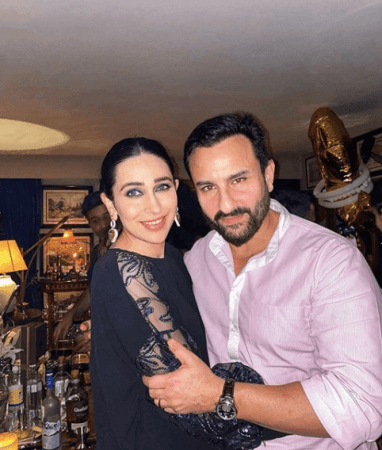 Karisma Kapoor and Saif Ali Khan on his birthday. Karisma Kapoor and Saif Ali Khan