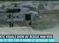 Dramatic visuals show IAF rescue man who held on to tree for 16 hours at Kutaghat Dam