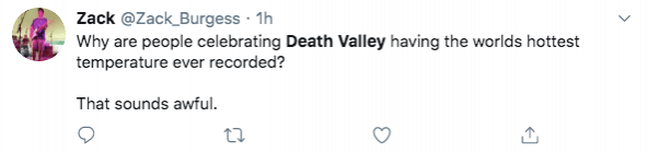Twitter reaction to Death Valley