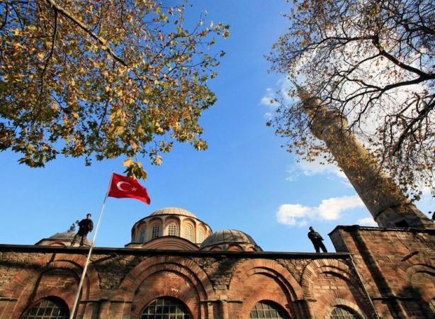 FILE PHOTO: Turkish police officers stand guard atop the Kariye (Chora) museum, the 11th century church of St. Savior, during a visit by Britain's Prince Charles and his wife Camilla in Istanbul, November 28, 2007. REUTERS/Fatih Saribas FILE PHOTO: Turkish police officers stand guard atop the Kariye (Chora) museum, the 11th century church of St. Savior, during a visit by Britain's Prince Charles and his wife Camilla in Istanbul, November 28, 2007. REUTERS/Fatih Saribas