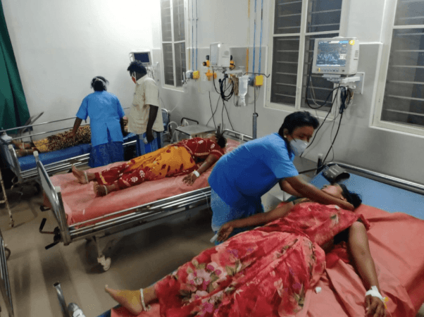 Workers admitted to hospitals after the ammonia gas leak in Chittoor. Ammonia Gas Leak in Chittoor