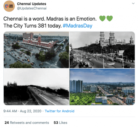 Madras Day tweet