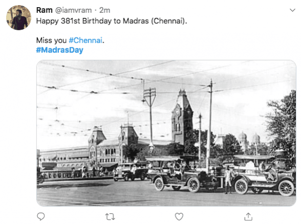 Madras Day tweet