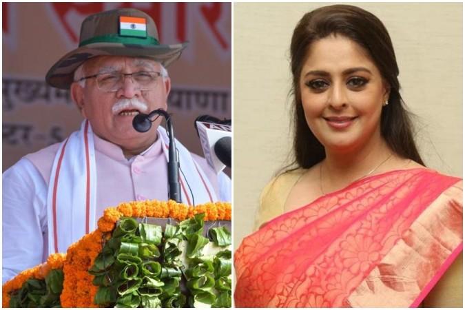 Nagma trolled for her comments on Manohar Lal Khattar. Nagma Mocks Manohar Lal Khattar