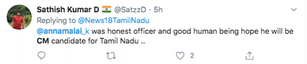tweet on K Annamalai