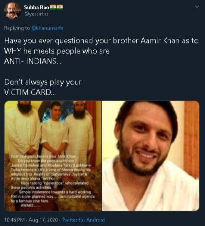 Twitter user's false claim against Aamir Khan Twitter user's false claim against Aamir Khan