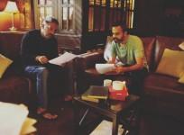 Prakash Raj with Prashanth Neel on KGF 2 Sets