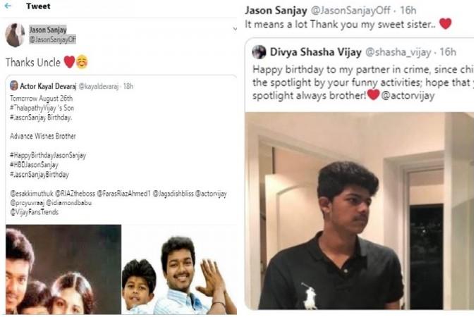 Vijay's son and daughter not on Twitter