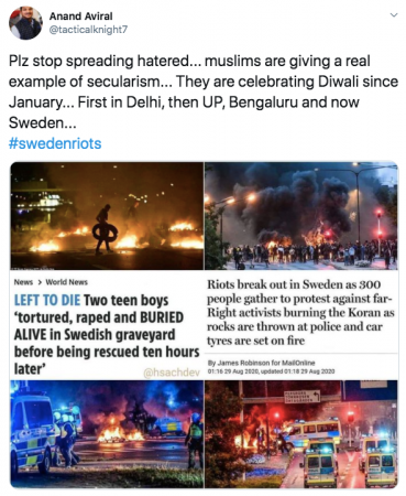 Tweets on Sweden Riots
