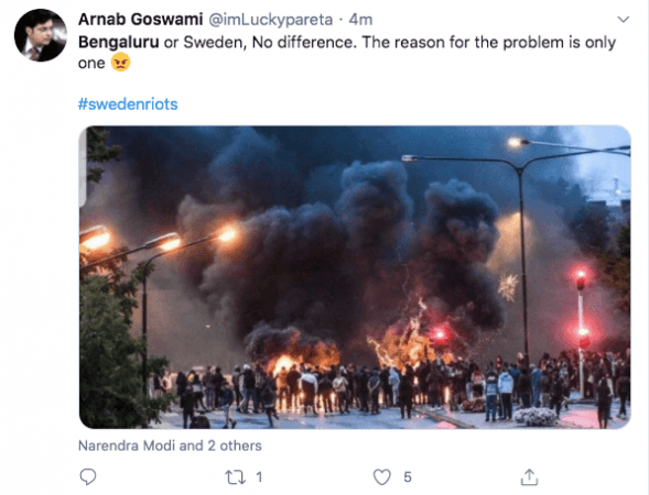 Tweets on Sweden riots