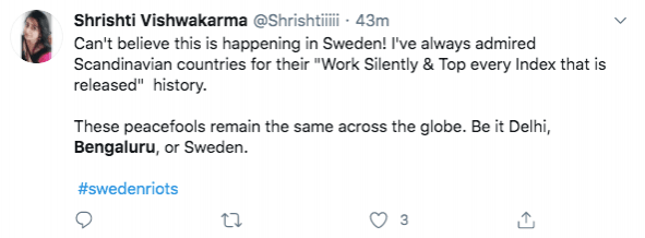 Tweet on Sweden riot