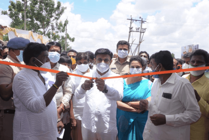 K Sudhakar at Goshala inauguration