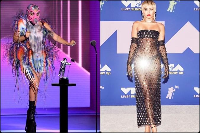 Lady Gaga and Miley Cyrus at the award night