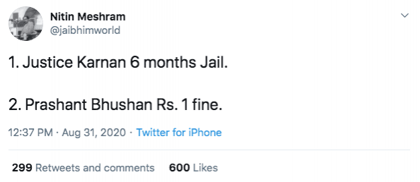 Tweet on Justice Karnan