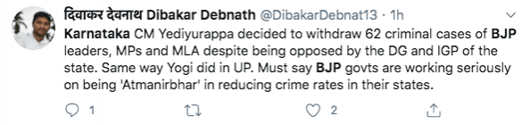 Tweet on Karnataka BJP