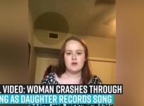Viral video: Woman crashes through ceiling as daughter records song
