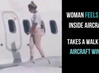 Woman takes a walk on aircraft wing