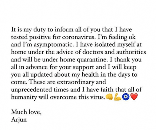 arjun kapoor instagram post