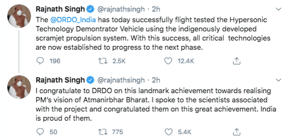 Rajnath Singh tweet