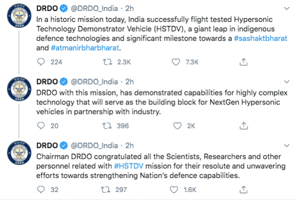 DRDO tweet